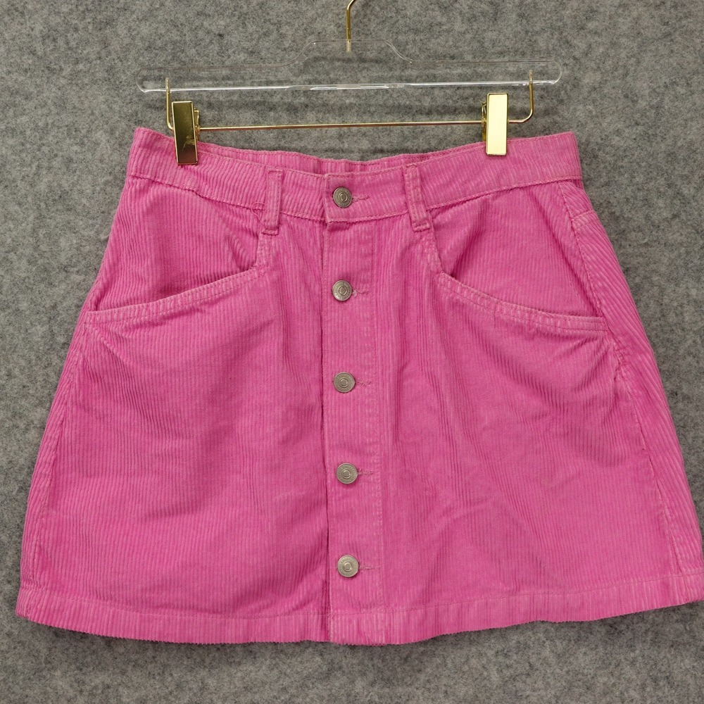 Y2K Barbiecore Mini Skirt FREE PEOPLE Womens 8 MEDIUM Pink Corduroy Indie Prep